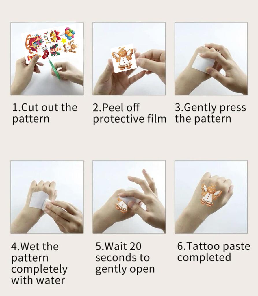 10 Sheets Christmas Tattoo Stickers Santa Claus Snowman Christmas Tree Kids Adults Christmas Party Decoration Supplies Gifts