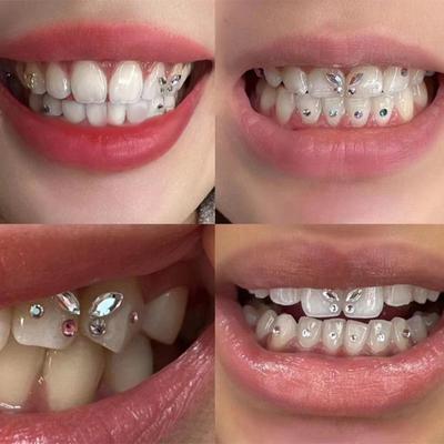 10Pcs Diamond Bur Dental Material Teeth Whitening Denture Acrylic Teeth  Ornament Oral Hygiene Tooth Decoration