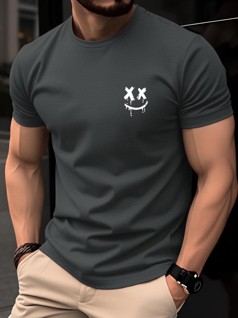 Gothic Grunge Drip Smiley Face Unisex Tshirt Y2K Streetwear O Neck Short Sleeve Tee Vintage Harajuku Casual Basic White T Shirts Fo