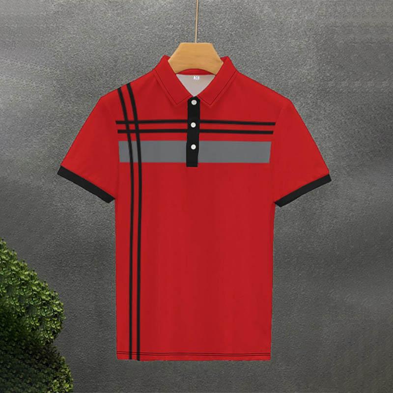 

Summer 3D Digital Printed Solid Color Men s Short Sleeved Polo Shirt, Comfortable and Breathable, Suitable for Outdoor 3XL красный