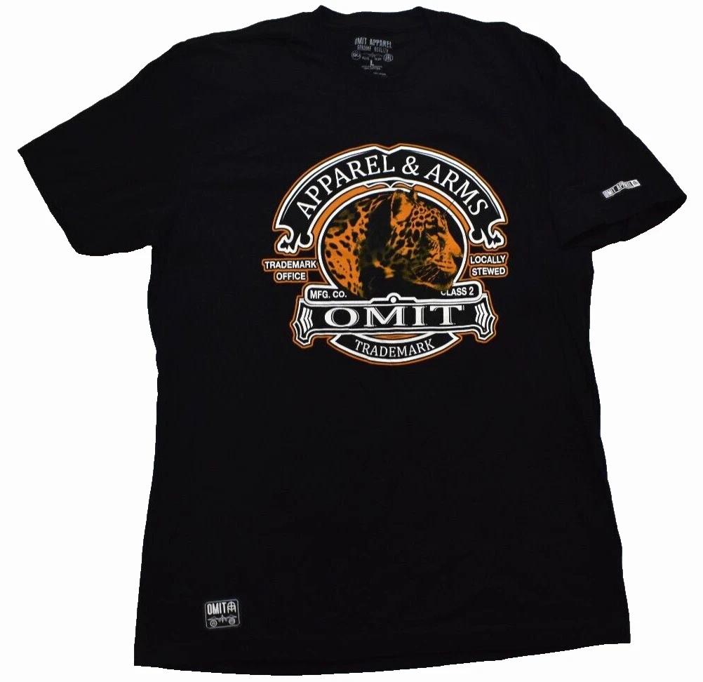 Omit Mens Apparel & Arms Leopard Logo Black Tee Shirt New Large 3XL
