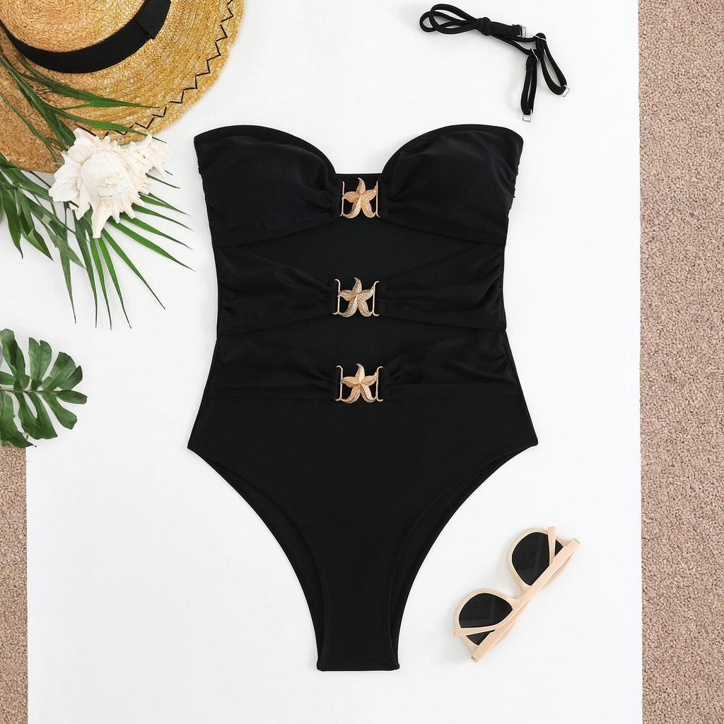 Ladies' Suspender Sexy One,piece Hollow Swimsuit High,end Beach Bikini Swimsuit