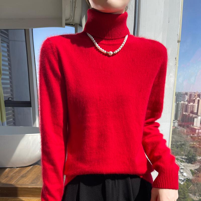 Damen Kaschmirpullover Qinghe Kaschmir 30% Kaschmir 30% Nerz 30% Wolle 10% Nylon Dicker Kaschmirpullover für Damen im Herbst und Winter, weich und warm