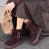 Thick-soled Medium Tube Snow Boots Women's 2025 Autumn and Winter New Altay Fur Integrated Plush Warm Wool Cotton Shoes
