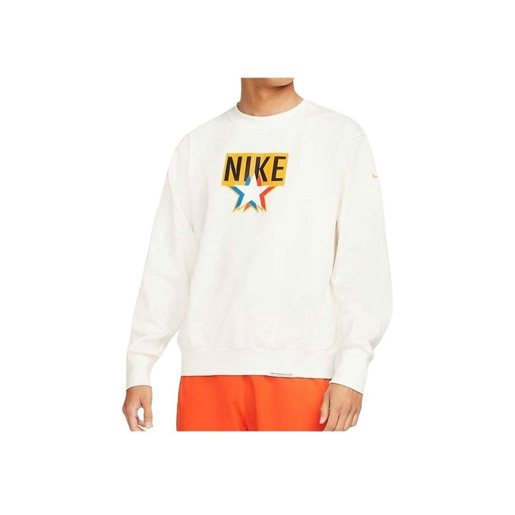 Nike Solid Color Logo Print Crew Neck Long Sleeve Sweatshirt Men Tops White DV7975-133