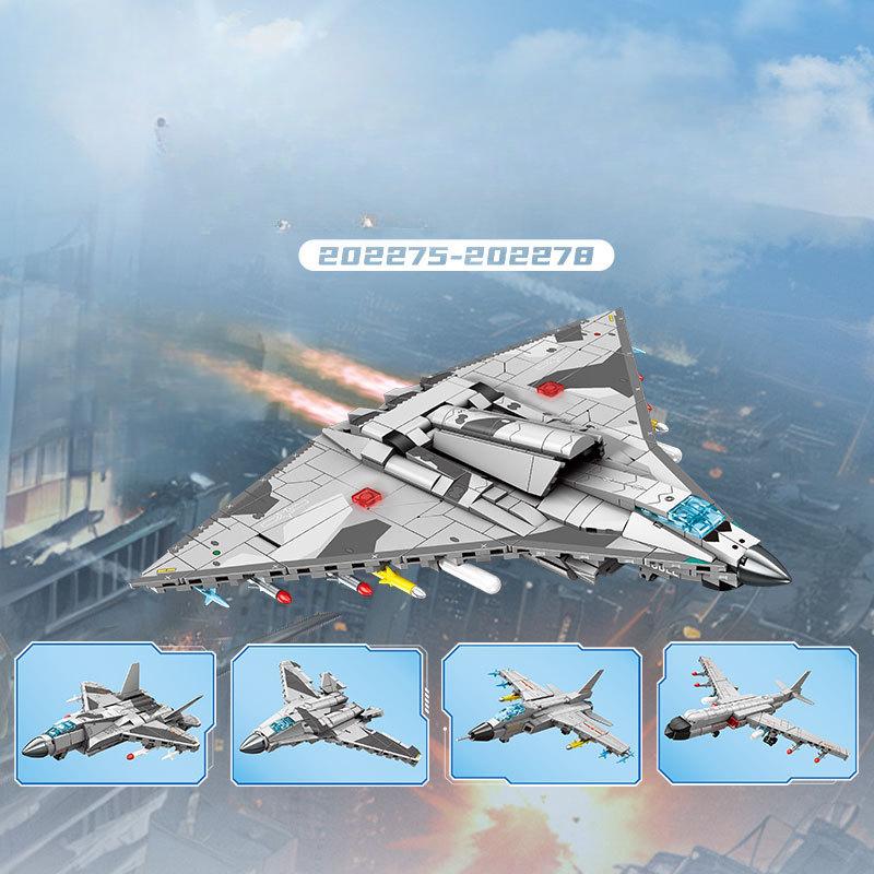 820pcs 4 In 1 Military Series Air Force 6th Generation Fighter Jet Children's Building Block Toys No Box