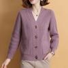 Women's Autumn Loose and Thick Knitted Cardigan, Middle-aged Mother's Simple and Elegant Sweater Jacket