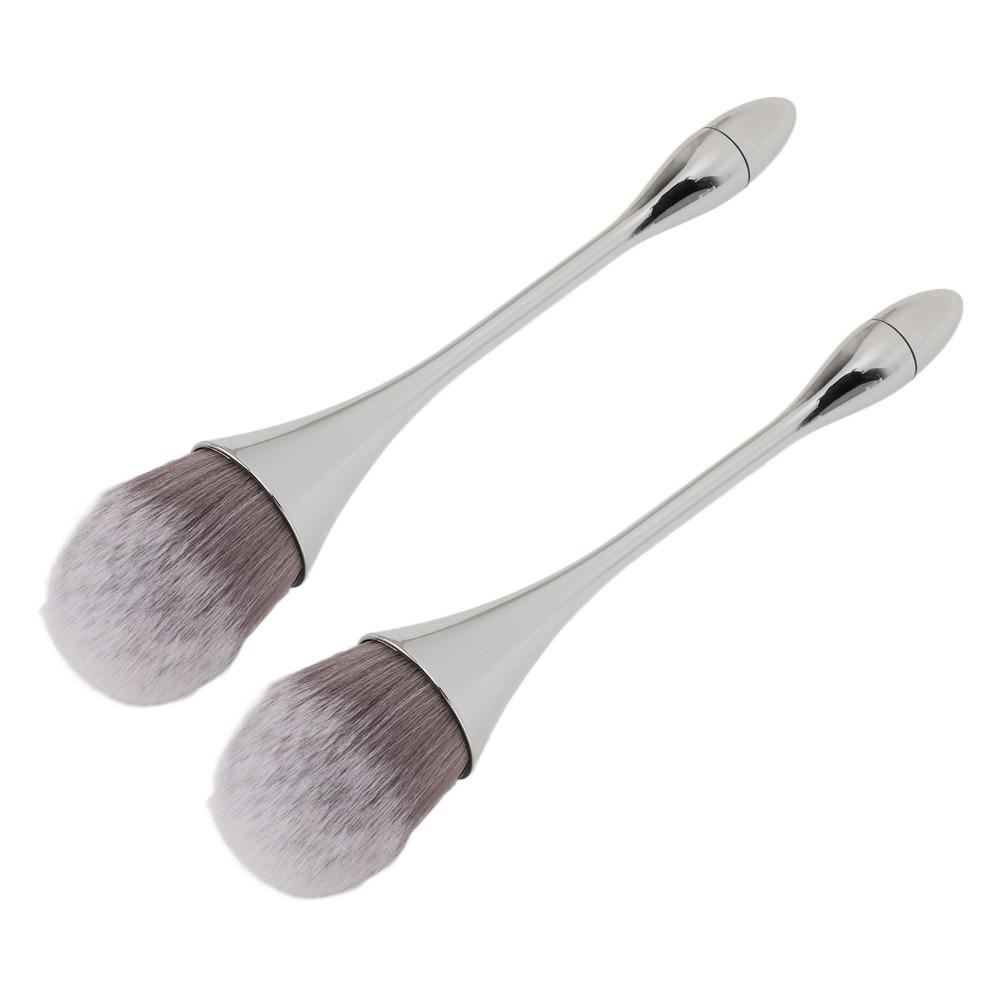 2pcs Soft Bristles Nail Art Powder Brush Ergonomic Handle Powder Remover Brush  For Manicure Use