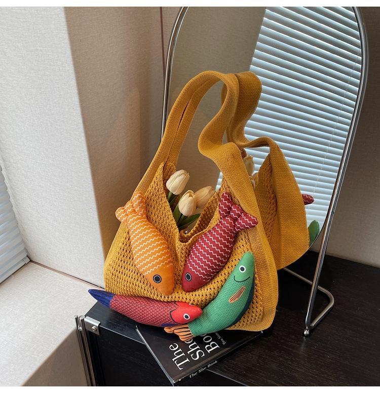 

В язана сумка-тоут на плече для жінок Велика гачкова пляжна сумка Сумка-хобо Сумки-тоут Жіноча сітчаста в язана сумка на плече Естетична дорожня сумка-тоут жовтий