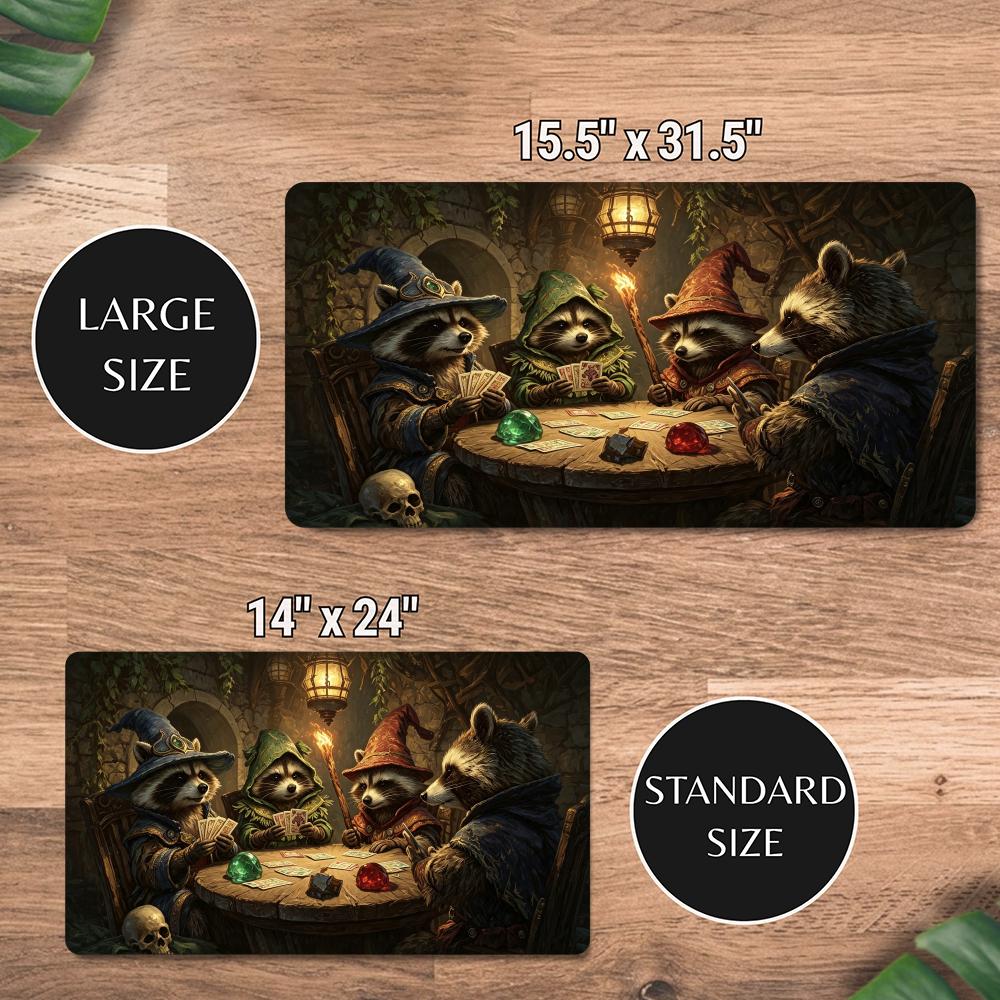 Raccoon Magic Mouse Pad The Magic Gathering Playmat 24"X14" MTG TCG Office Desk Mat for Work Game PC Laptop Rug Carpet MousePad