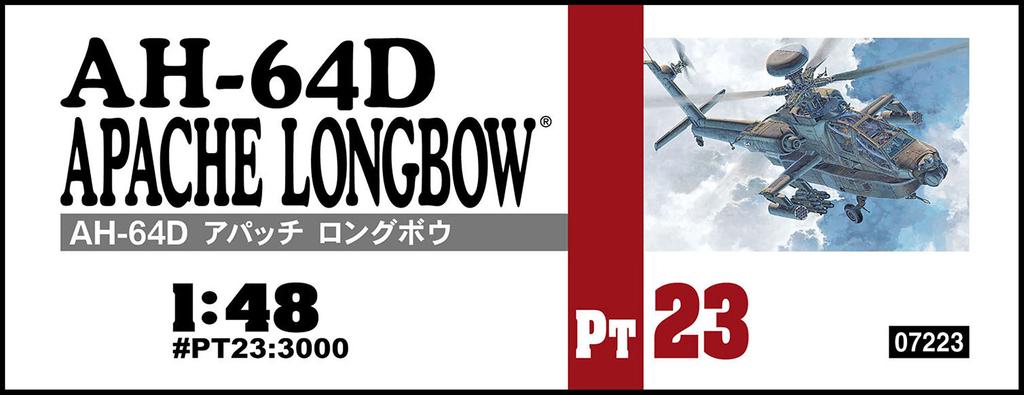 Hasegawa US Army Apache Langbogen Plastikmodell PT23 1/48 AH-64D
