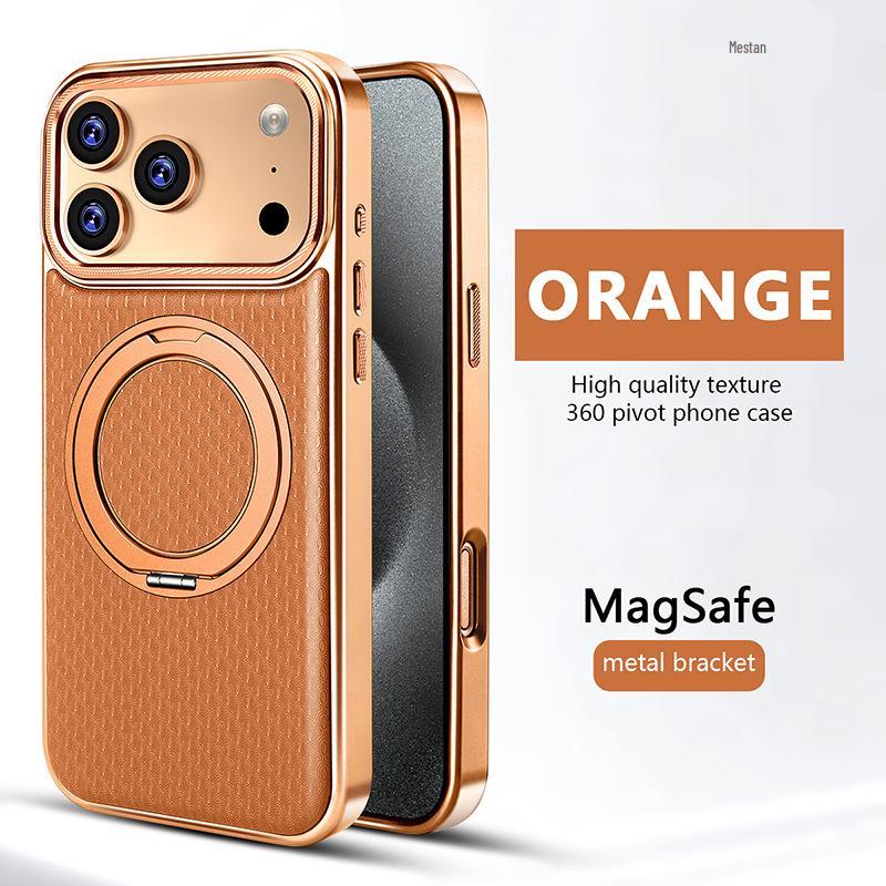 Compatible iPhone Case with Rotating Stand & Magnetic Adsorption for 12, 13, 14, 15, 16, 17 Pro Max - Cross-border Business Male Design
