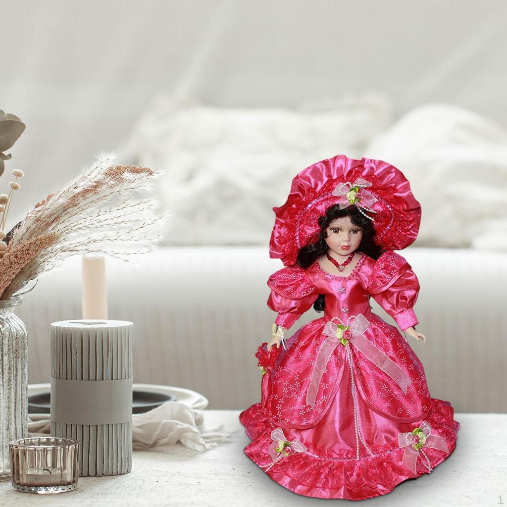 Beautiful Collectible Ceramic Doll People Model, Dollhouse Lady In Outfit, Miniature Porcelain