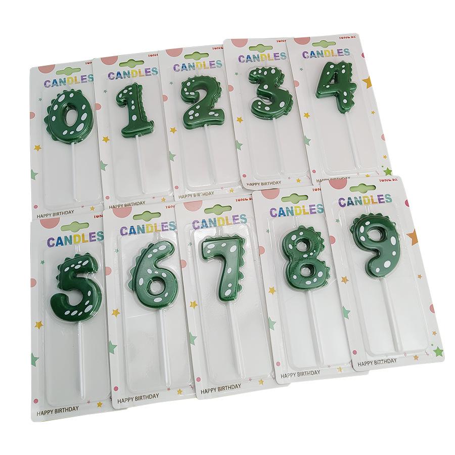 Colorful Dinosaur Number Birthday Candles for Kids' Party Cake Decorations