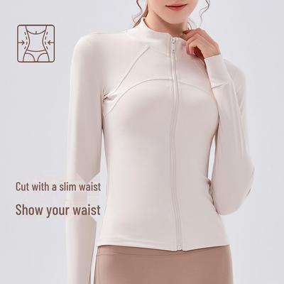 High-Collar Quick-Dry Slim Fit Yoga Jacket with Non-Slip Zipper for Women