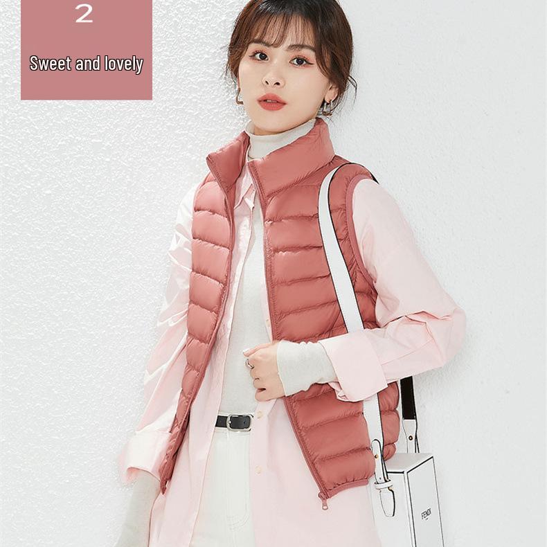 Youjia Dámská lehká vesta s 90% prachovým peřím z bílé kachny - Bez rukávů, hřejivá a stylová pro podzim a zimu
