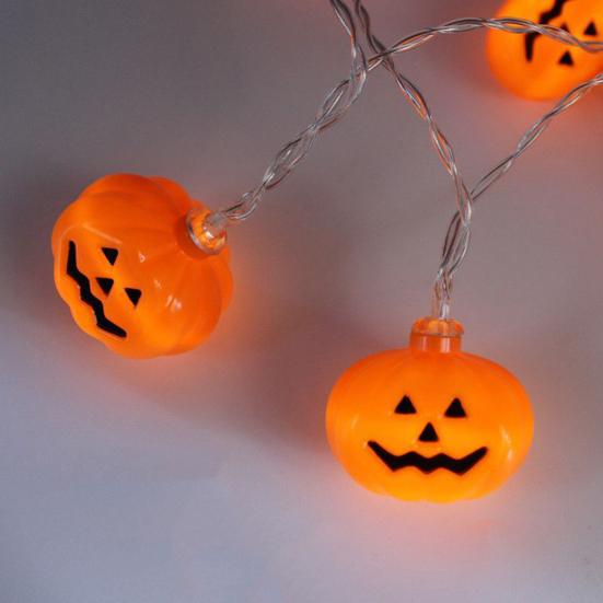 Halloween Light String 3D Pumpkin Design Easy to Use Battery Operated LED Light String Indoor Outdoor Decoration