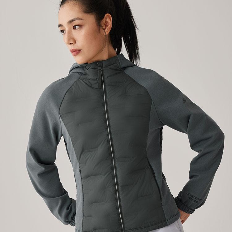 Skechers Windproof Lightweight Warm Woven Cold-Resistant Sports Running Commuting Casual Hooded Zip Short Duck Down Jacket Women Jackets P425W188-0018