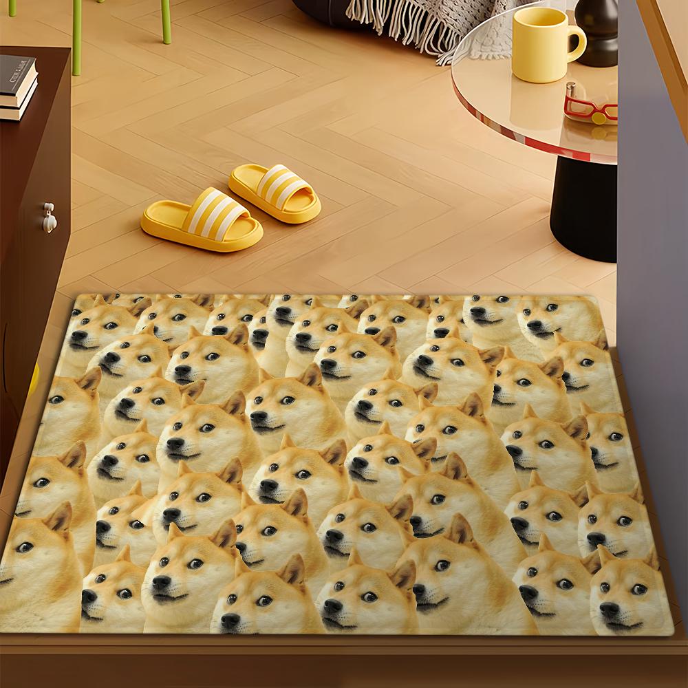 Doge funny Emoticon S-Shiba M-Meme Microfiber Decorative Versatile Flannel Floor Bath Door Mat Quick Dry Absorbent Non-slip Sole