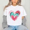2026 New Girl's Colorful Love Printed Cotton Adult and Children's Couple T-shirt Summer Fashion Loose Sports Daily Short Sleeve