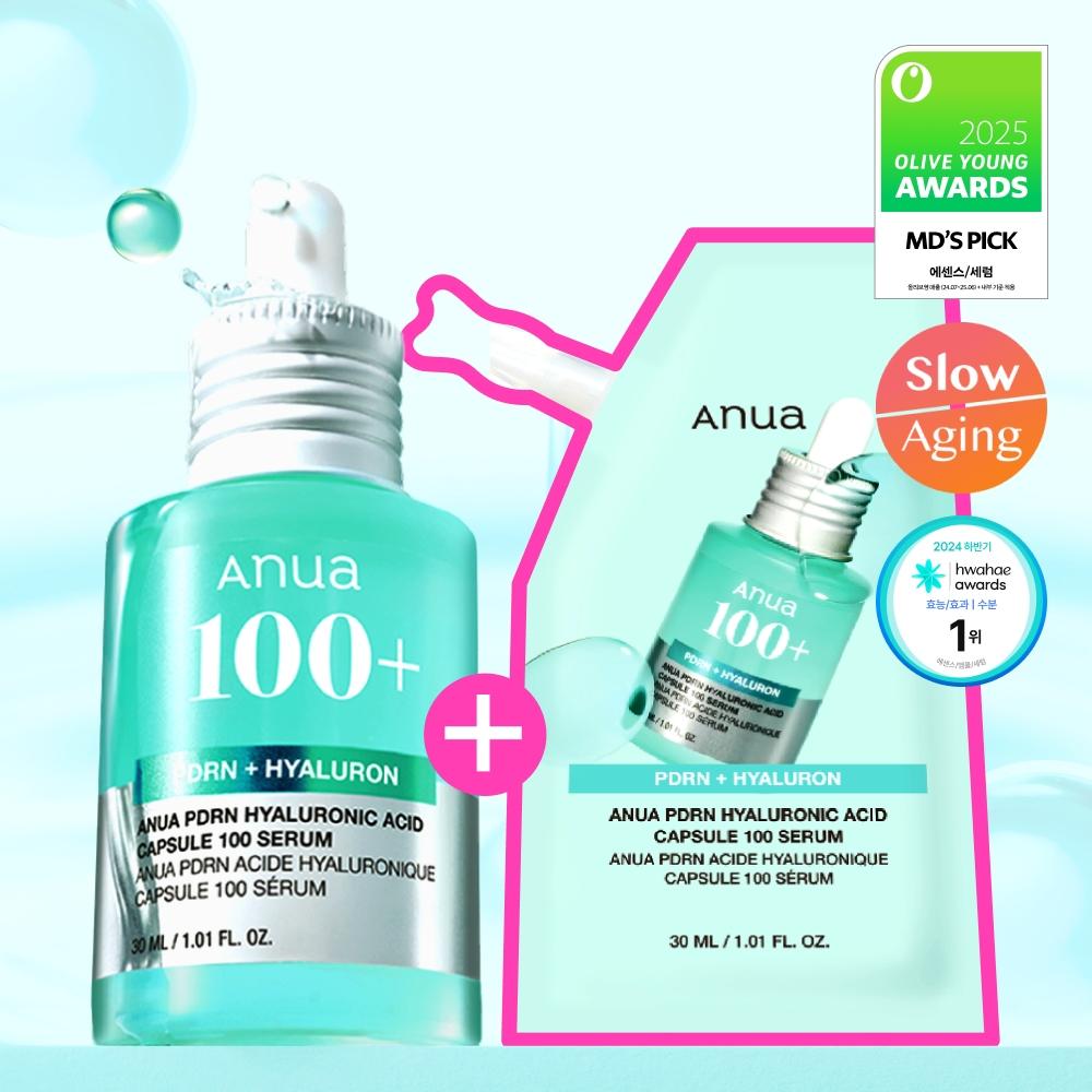 Anua [exclusive Plan] Anua Pdr Hyaluronic Acid Capsule 100 Serum 30ml Plan  +30ml Refill Pack