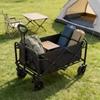 Camping Car 100L Large Capacity Folding Wagon Shopping Garden Pull Trolley Outdoor Portable Collapsible Picnic Stall Trolley