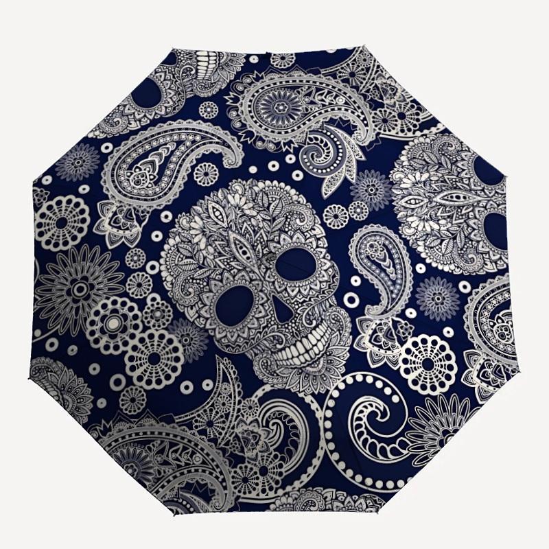 

1pc Day of the Dead, Sugar Skull Automatic Open/Close Umbrella Compact Folding Umbrella, All-Season Portable Umbrella for Women/Men F1124340