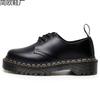 Martin boots 1 thick sole hole small leather shoes women, low top leather double line round head casual student loose