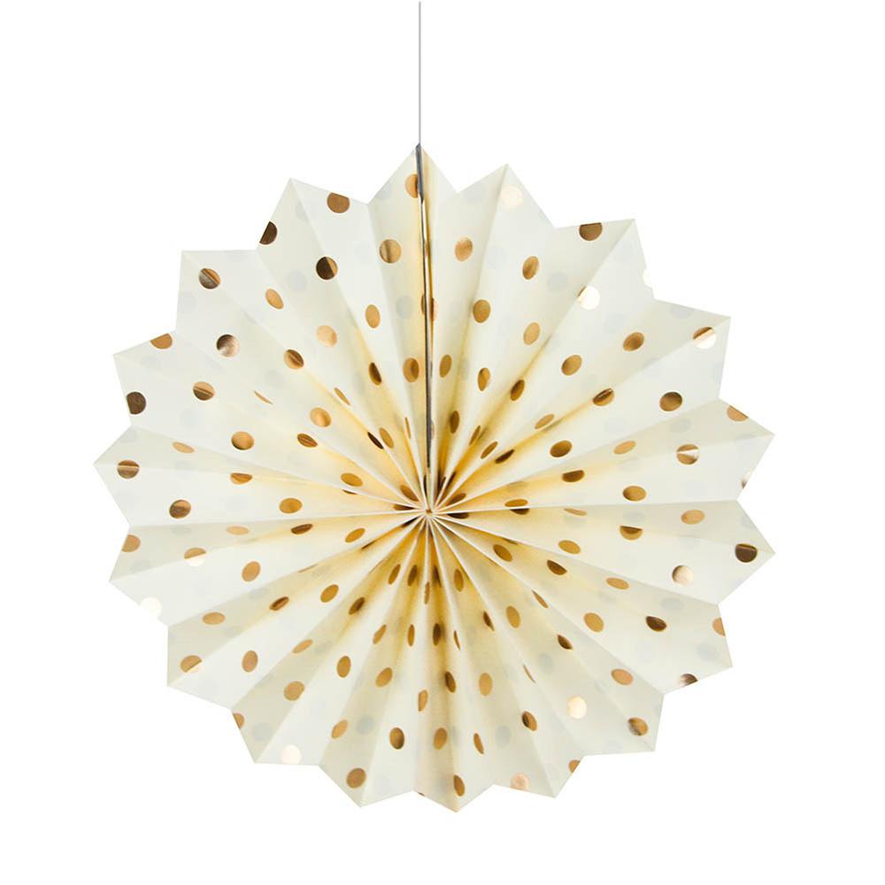 12 Inches Stamping Flower Fan With Golden Dot Fold Paper For Wedding Party Backdrop Shopwindow Hanging Ornaments Decoration Supplies