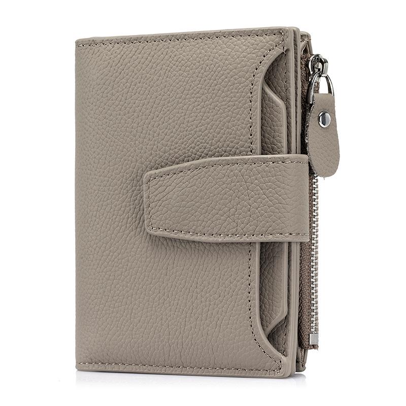 

Женский короткий кошелек из натуральной кожи с блокировкой RFID, с отделением для монет и держателем для карт