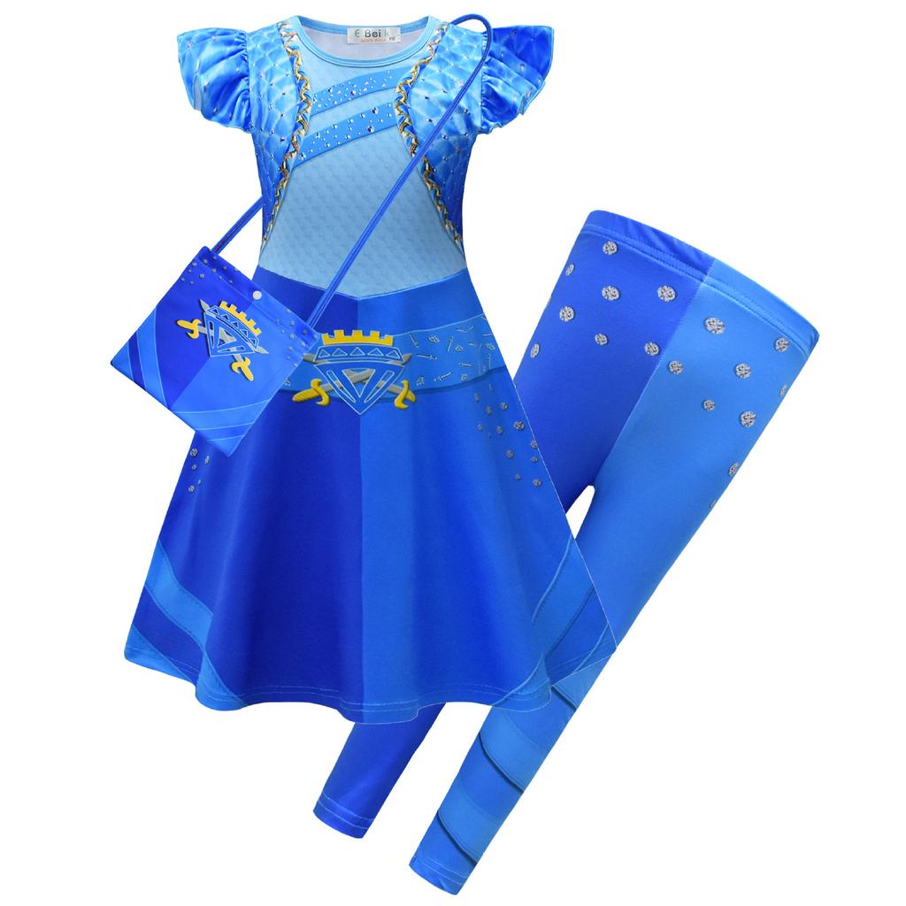 Cartoon Digital Printing Clothing, Middle-Aged And Older Children'S Feifei Sleeve Dress + Pants + Bag
