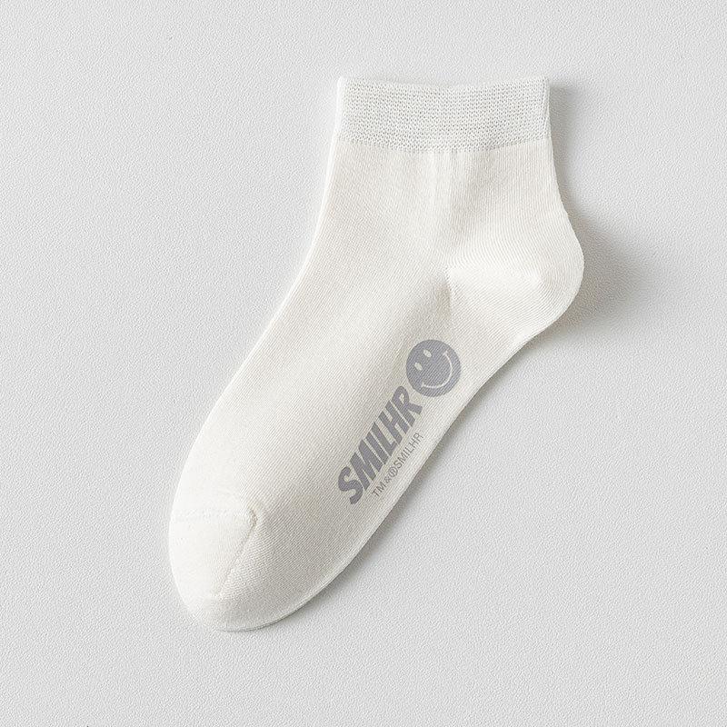 

Женские весенне-летние тонкие хлопковые носки с низким паголенком, дышащие, без косточек, с улыбкой на стопе и мелким вырезом 1 pair белый