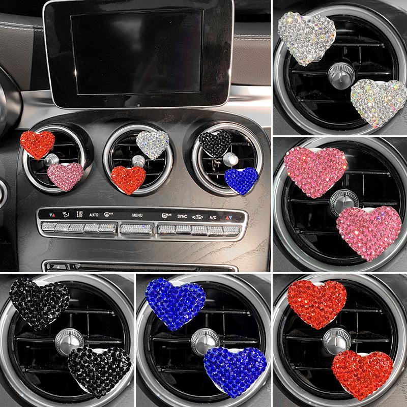 

2Pcs Love Heart Air Freshener Diamond Car Perfume Fragrance Aromatherapy Smell Diffuser Auto Styling Interior Car Accessories чёрный