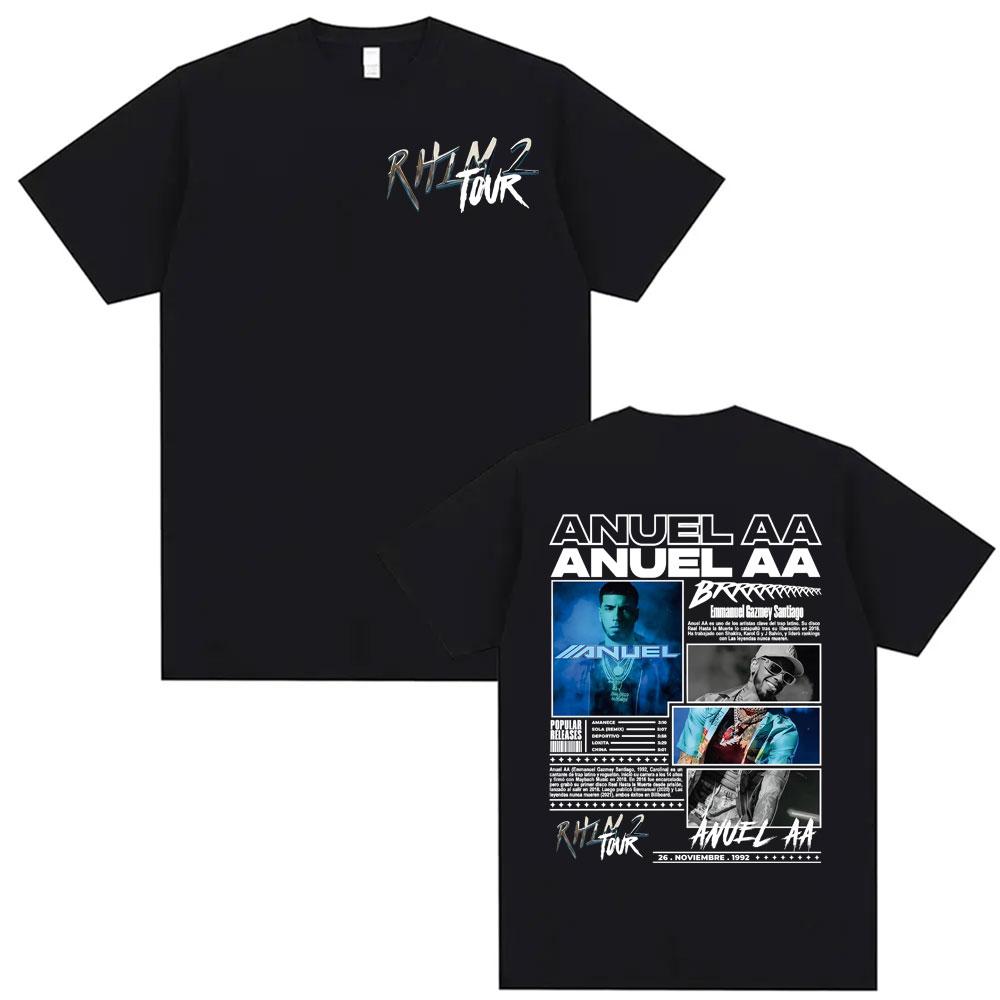 Rapper Anuel AA Rhlm 2 Album 2025 Tour Tshirts Unisex Women Fashion Hip Hop Gothic Clothes T Shirt Short Sleeve Tshirt Streetwear