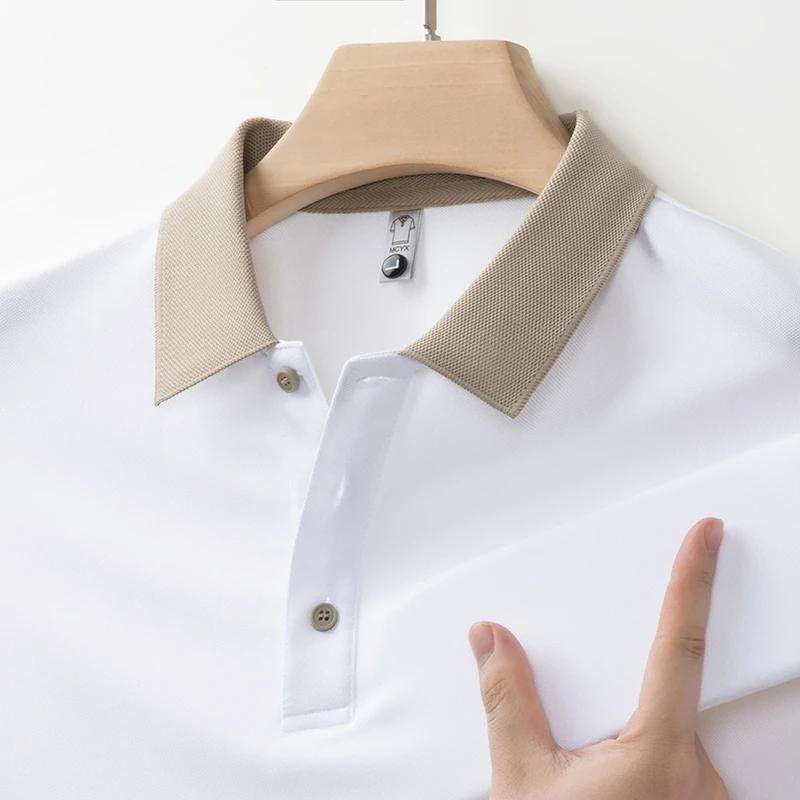 New Men'S Business Casual  Long Sleeve Solid Color Polo Shirt Fashionable Warm Comfortable Four Seasons Versatile Top