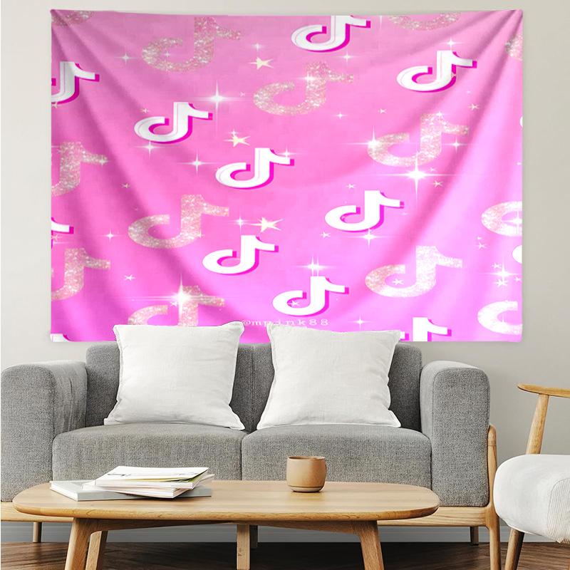 1PC Neon Tik-tok Logo Art K-pop music group Tapestry Accessories for Bedroom,Livingroom, dormitory Room Wall Decor Fan Birthday Gifts