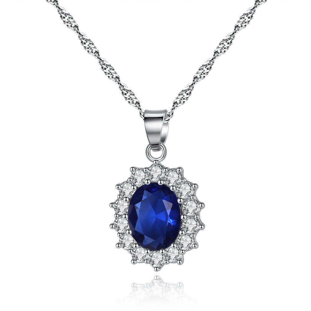 Sunflower Blue Gem Pendant Necklace - Women's Luxury Fashion Choker