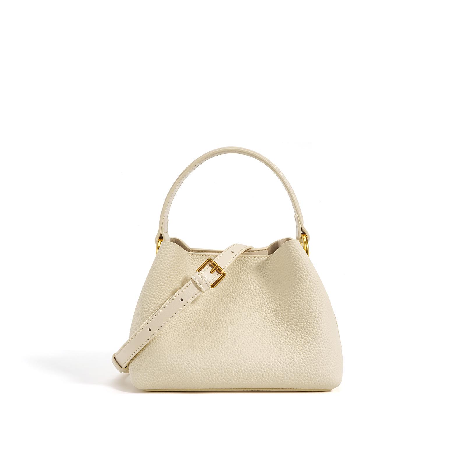 

Niche Design Cowhide Soft Market Basket Bag - Women s Mini Bucket Handheld/Shoulder/Crossbody Bag