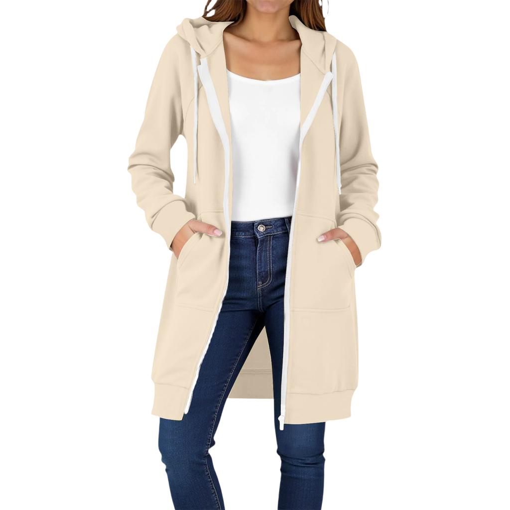 Women's Fashion Raglan Sleeve Long-Sleeve Casual Jacket With Zipper Hoodie