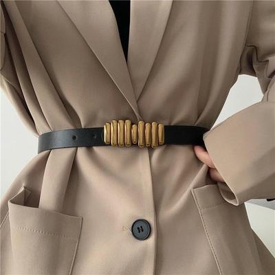 Retro Fashion Black Leather Belt for Women - Versatile Summer European and American Style, Perfect for Shirts and Coats