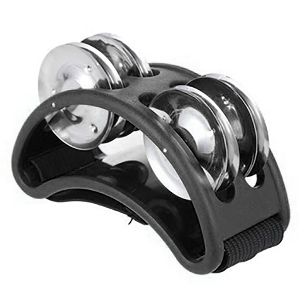 Foot Tambourine Percussion with Jingle Bell Tambourine Musical Percussion Instruments for Guitar Drum Black