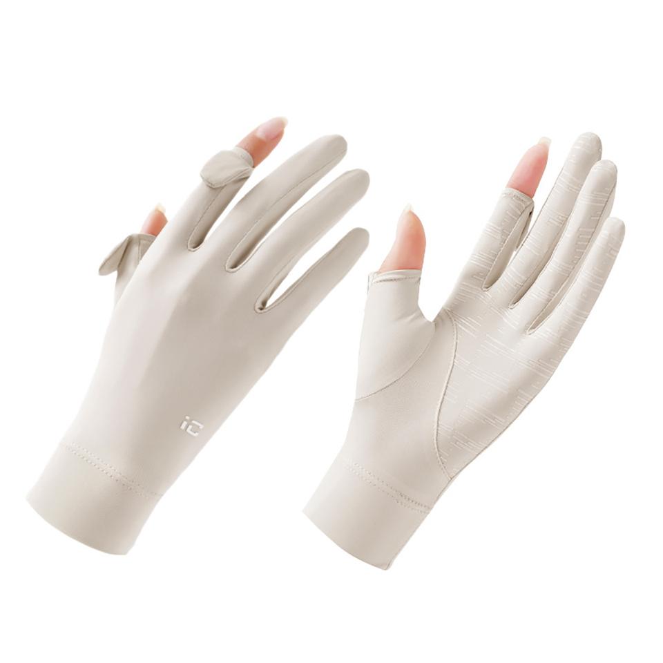 Summer Sun-Protective Gloves Flip Fingers Touch Screen Breathable Raw Yarn Cycling UV Protection Gloves
