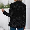 Women Lace Sleeve Open Front Blazer Casual Long Sleeve Lightweight Cardigan Jacket for Office and Daily Wear