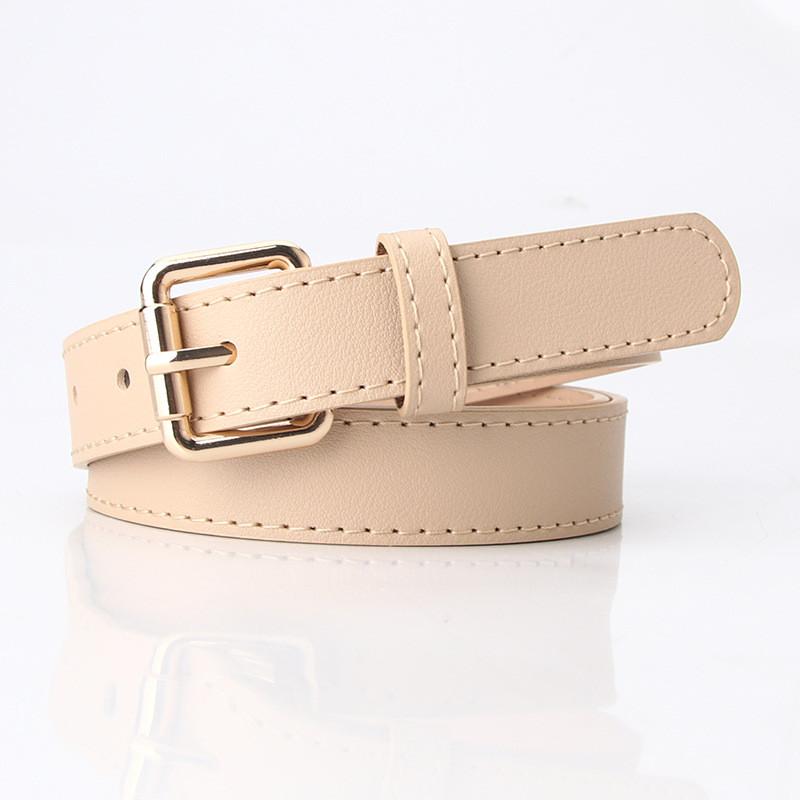 Fashion Womens Pu Leather Belt With Alloy Buckle For Casual Chic Style Khaki