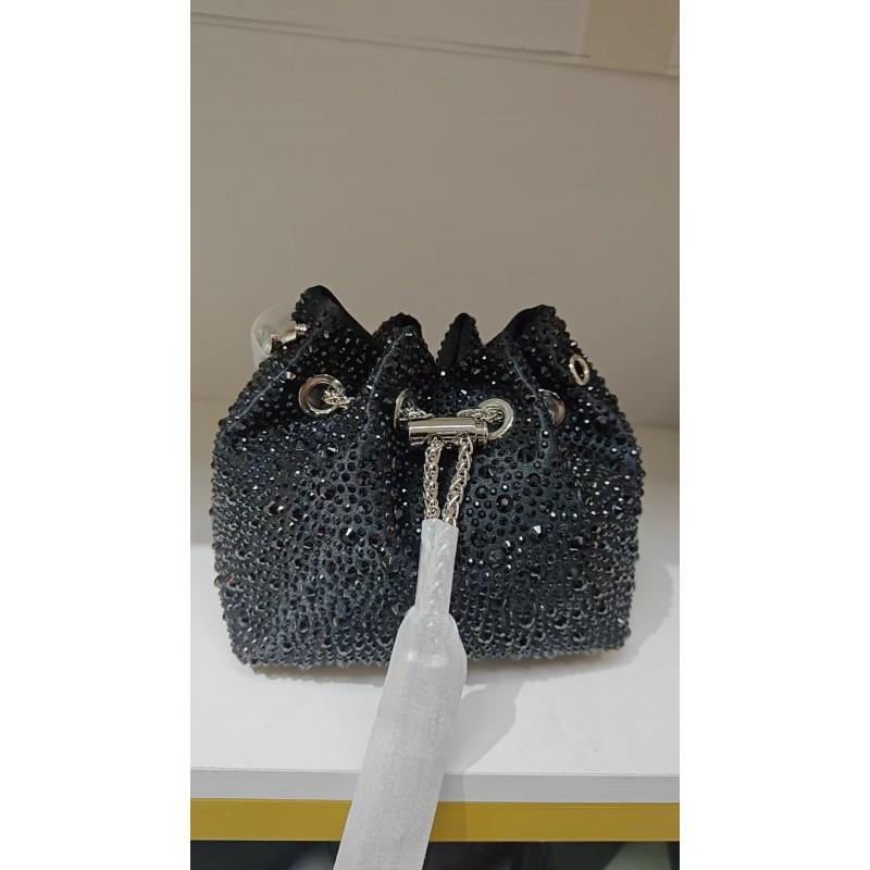 2026 Womens Crystal-Embellished Crossbody Bag Fringe Detail Small Square Shoulder No Top Handle