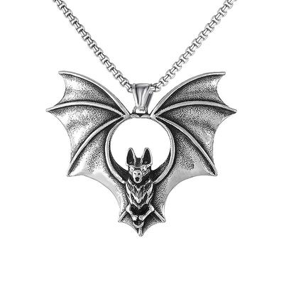 Retro Bat Pendant Men's Stainless Steel Necklace - Trendy, Versatile Fashion Jewelry
