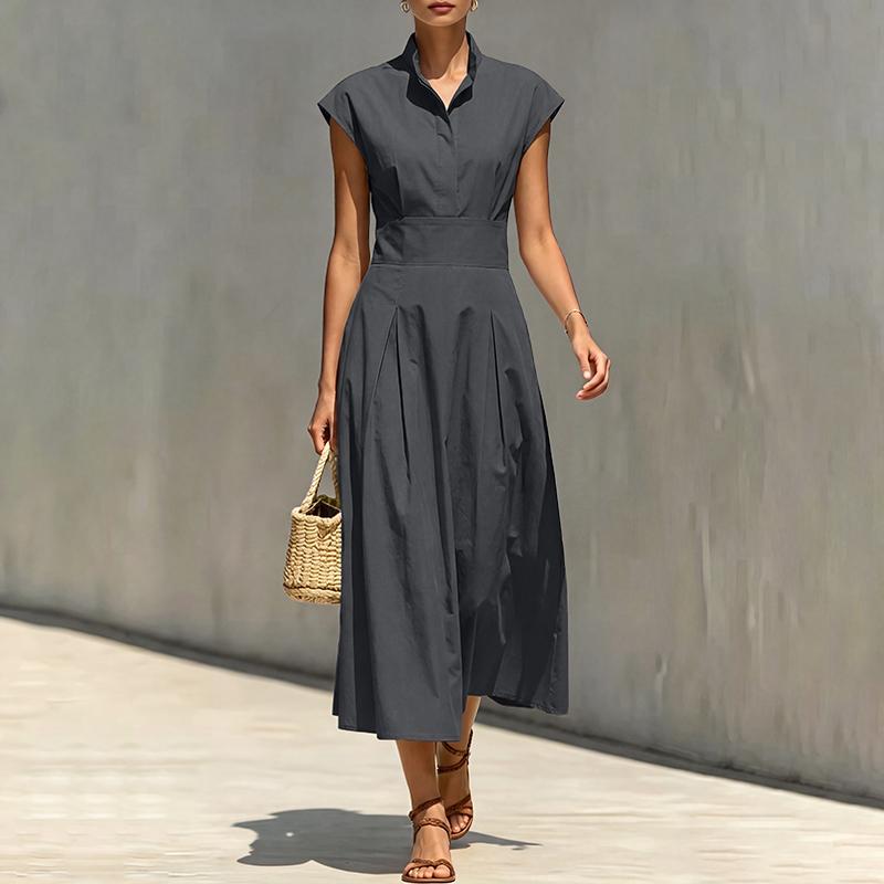 ZANZEA Abito da Donna Casual Elegante Senza Maniche a Collo Reversibile Monocolore