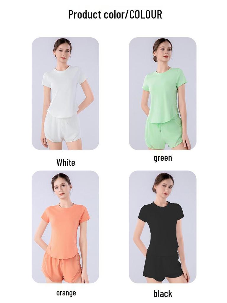 Women's Summer Quick-Dry Mesh Sports Set: Breathable, Loose Fit Short Sleeve Top for Running, Training & Yoga
