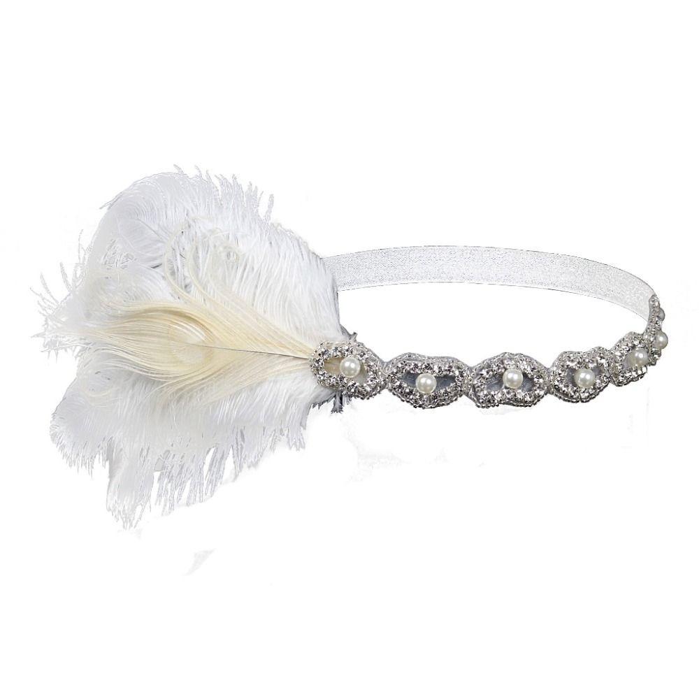 Headwear Feather Flapper Headband Rhinestone Party Headpiece Women Hairband  Carnival