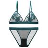 Lace Push-Up Bra Set Women Thin Triangle Cup Underwire-Free With Back Double Hook